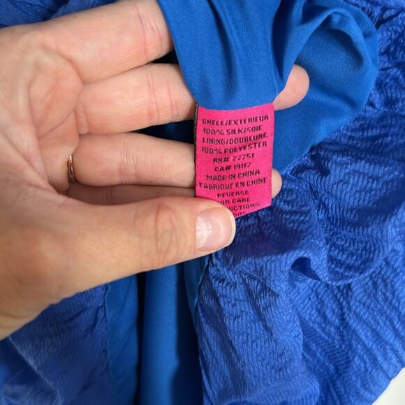 Betsey Johnson Strapless Bubble Hem Silk Mini Dress Size 8 Royal Blue - Picture 5 of 5